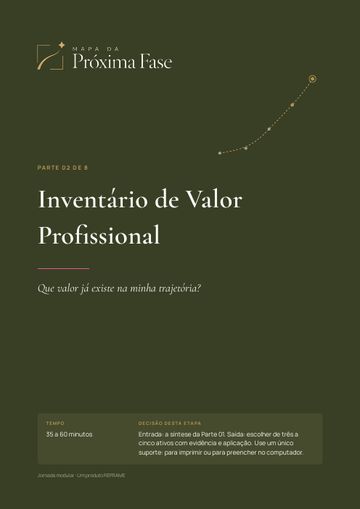 Capa da Parte 02, Inventário de Valor Profissional